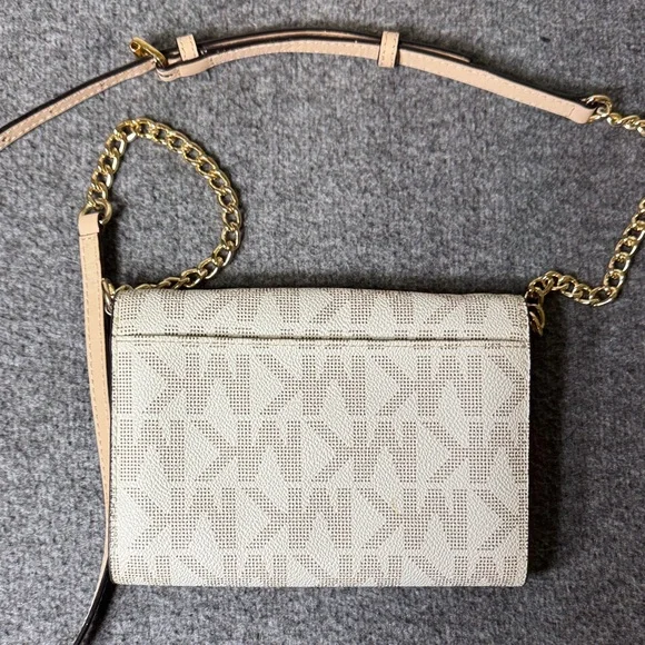 Michael Kors Jet Set Travel Vanilla Logo Crossbody Wallet on Chain - Picture 5 of 14
